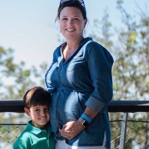 Chambray long sleeve button down Motherhood top